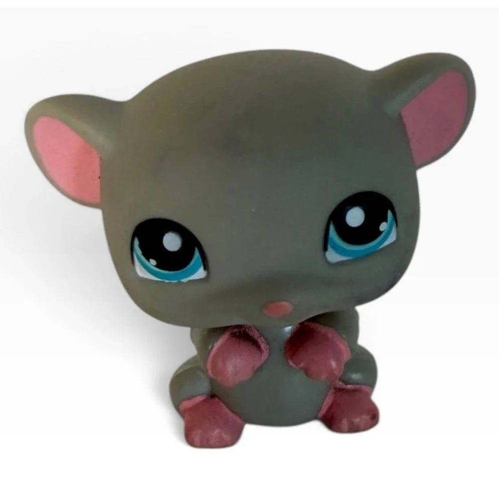 Littlest Pet Shop No. 80 Gray Mouse w/ Pink Ears & Blue Eyes Hasbro 2006
